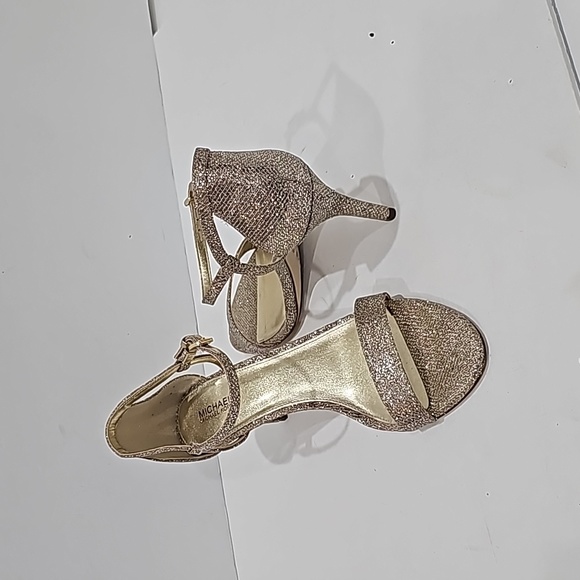 Michael Kors gold glitter high heels sandles size 9.5 party evening - Picture 11 of 14